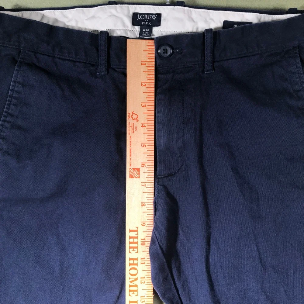 J.Crew Flex Slim Chino Pants Mens 30x32 Navy Blue H3167 Stretch Cotton Twill
